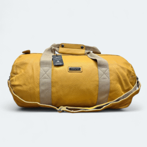 Premium Yellow Artificial Leather Round Duffle Bag – Big Travel Capacity