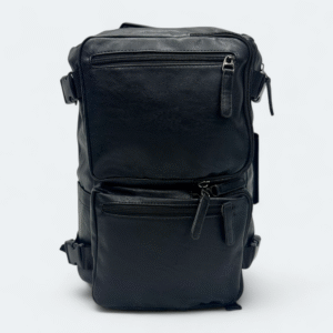 Premium PU Leather Multi Functional  Backpack/Travel Bag With Shoe Chamber Black 1522