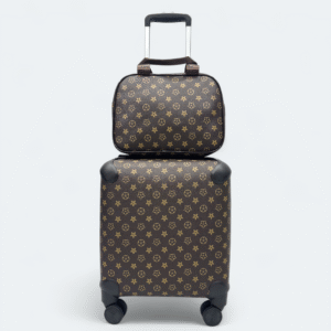 Fashion Quilted Travel Trolley Set Lightweight Cabin Trolley + Hand Bag Brown