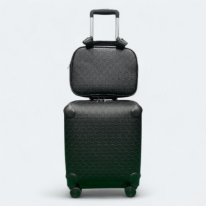Luxury Travel Suitcase Combo With Spinner Wheels Black Embossed