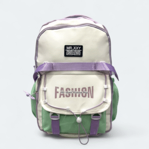 Fashion Design Lightweight School Bag SCB 108 Off White -Green