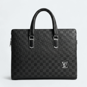LV Luxury Black Checkered Leather Office Bag for Men L608