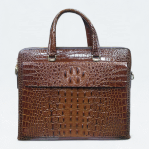 Luxury Brown Crocodile Leather Laptop & Office Bag