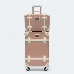 Vintage Style Luggage Set With Makeup box - Classic Travel Combo Pink color